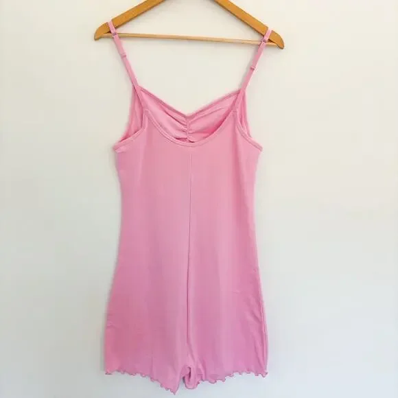 NWT SKIMS Bubble Gum Pink‎ Pointelle Logo Onesie